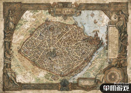 大触用水彩画游戏影视地图 描绘八方旅人魔戒世界